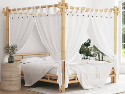 Lit baldaquin bambou 180 x 200