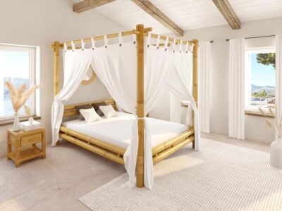 Lit baldaquin bambou 160 x 200