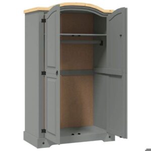 Light Grey Country-Style Wooden Wardrobe