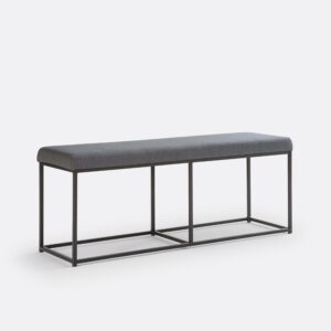 Grey Upholstered Metal Bench