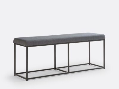 Banc métal rembourré gris