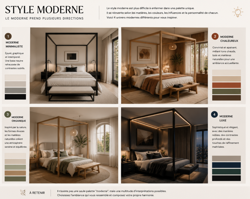 Chambre baldaquin moderne multi-styles