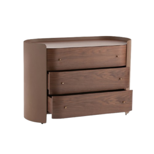 Walnut and Leather 3-Drawer Dresser