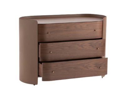 Commode 3 tiroirs noyer cuir