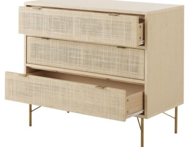 Commode cannage rotin beige