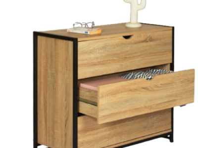 Commode industrielle metal bois clair