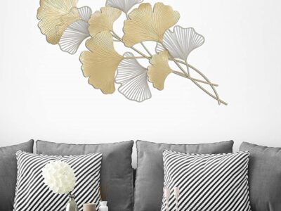 Décoration murale metal ginkgo