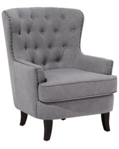 Light Grey Fabric Chesterfield Armchair