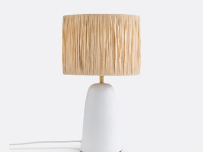 Lampe à poser terracotta et raphia