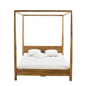160 cm Acacia Wood Canopy Bed