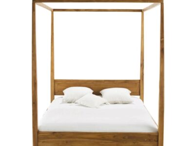 Lit baldaquin bois acacia 160 cm