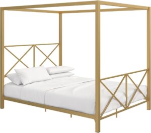 Modern Gold Metal Canopy Bed