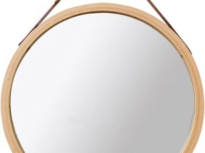 Miroir décoratif rond bois