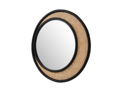 Miroir rond rotin