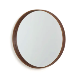 Miroir rond noyer