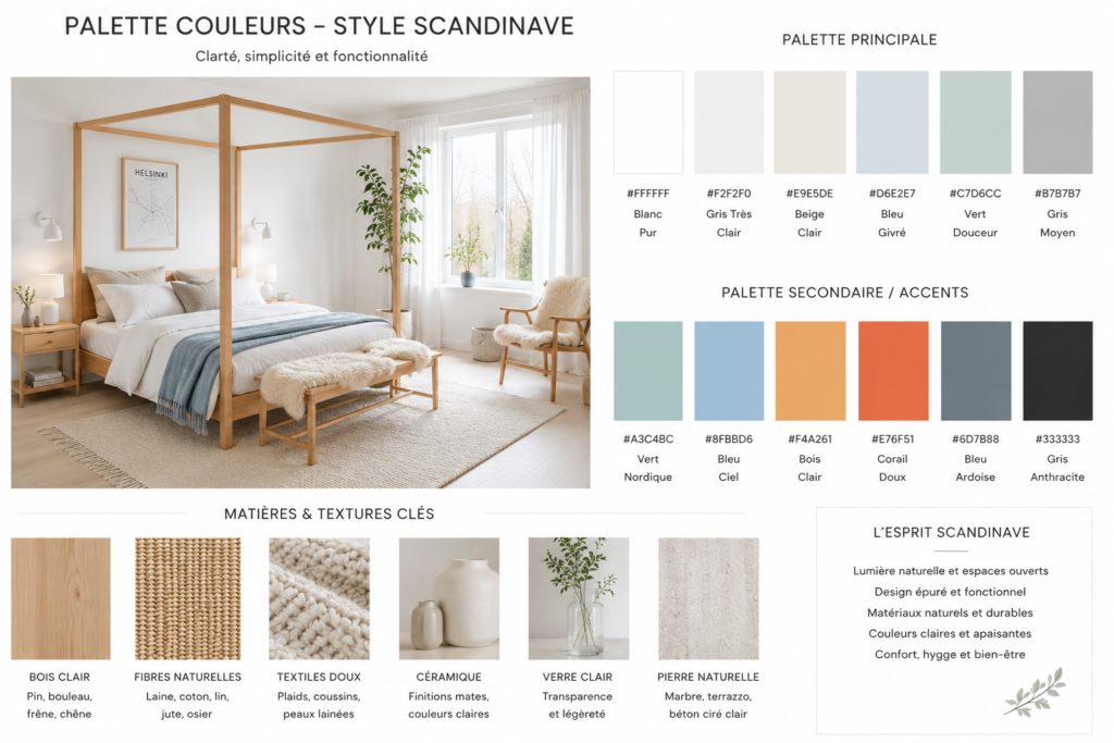 Palette couleurs matières style scandinave