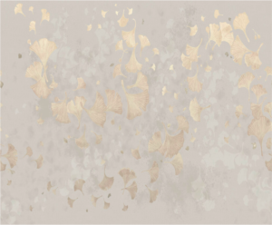 Beige and Gold Ginkgo Leaf Panoramic Wallpaper