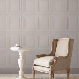 Light Grey Wainscoting Effect Wallpaper