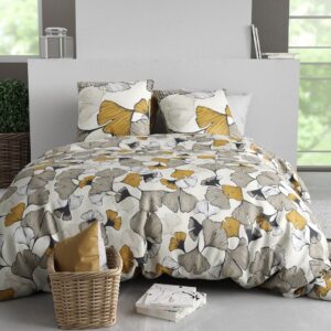 Black Ginkgo Leaf Duvet Cover Set