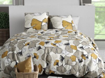 Housse de couette noire feuilles ginkgo