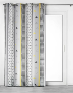 Yellow, White and Black Geometric Curtains