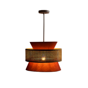 Orange Rattan Pendant Light
