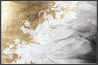 Tableau abstrait doré blanc gris noir