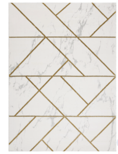 Cream and Gold Geometric Rug
