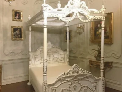 Lit baldaquin miniature blanc de luxe style princesse