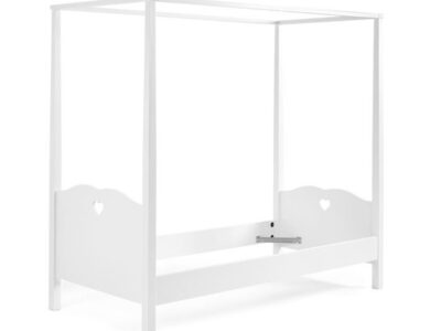 Lit baldaquin enfant bois blanc gigogne