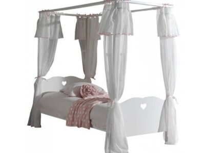 Lit baldaquin enfant MDF blanc laqué