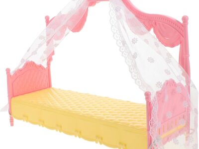 Lit baldaquin miniature princesse accessoire maison de poupée