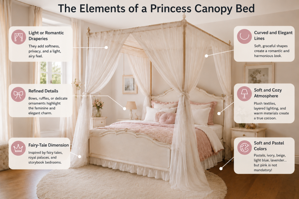 Classic Princess Canopy Bed Design Elements