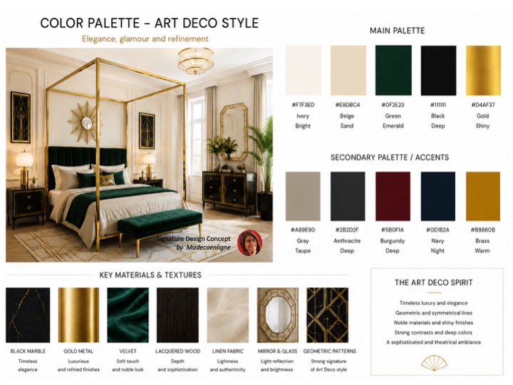 Color & materials palette art deco style