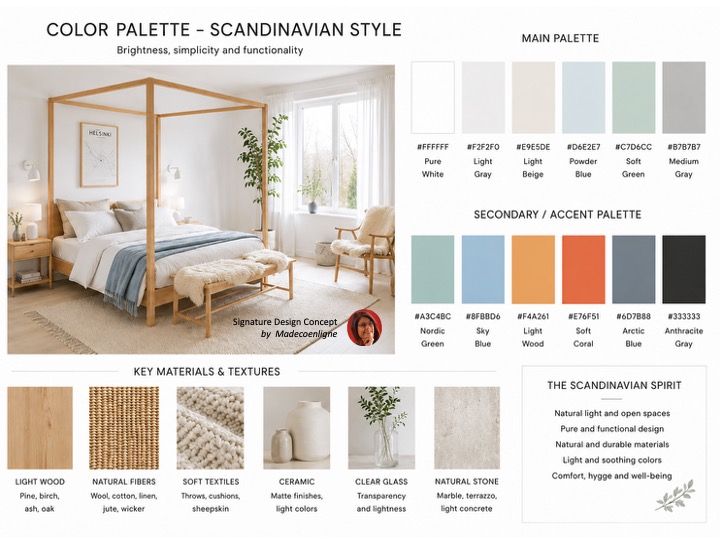 Color & materials palette scandinavian style
