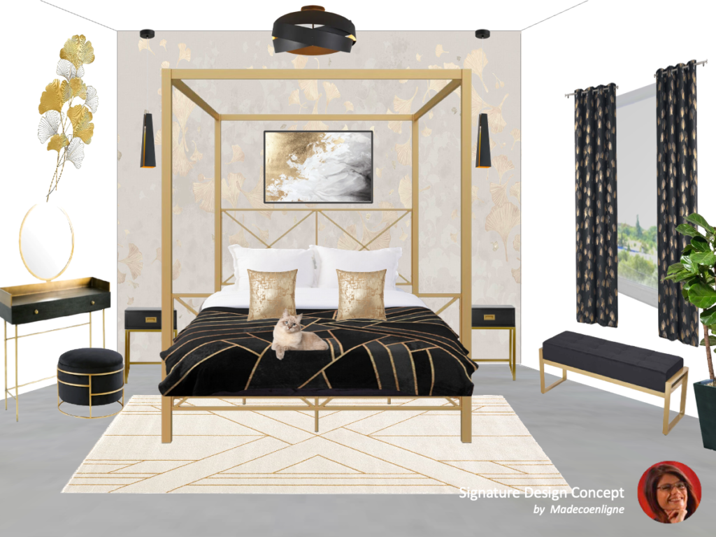 signature design concept art deco canopy bedroom