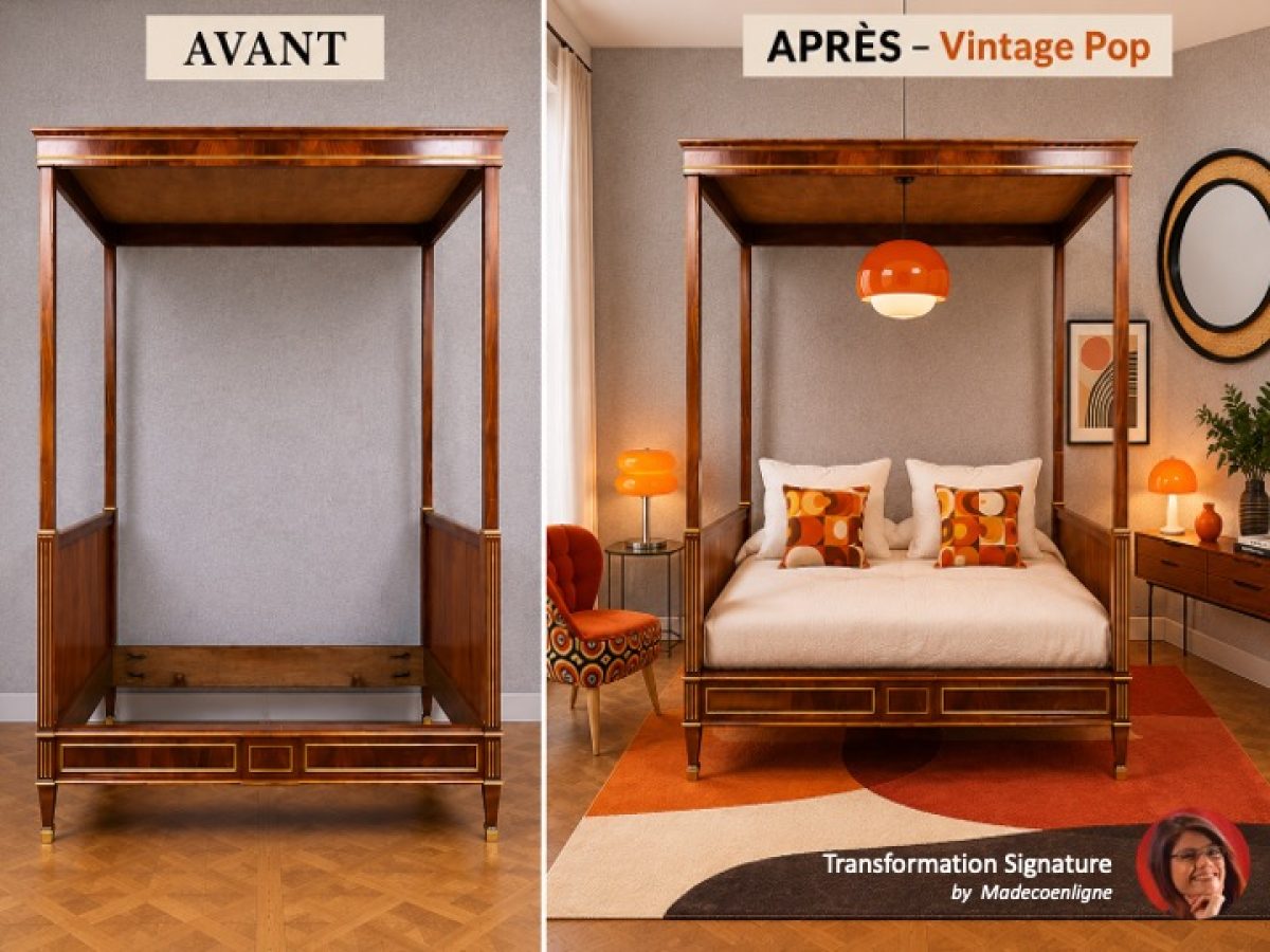 Transformation lit ancien en vintage pop